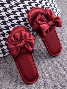 Spring Summer New Wedding Maids Morning Robe Slippers Women New Bride Silk Red Wedding Bride Matching Light Luxury High