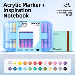 deli | Frosted-Tip Non-Bleeding Straight-Liquid Acrylic Markers 24 Colors