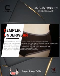 Cemplik Premium Underwear Wanita - Celana Dalam Cewek Aman Kesehatan Area Kewanitaan SNI Garansi 6 Bulan / Dalaman Perempuan Kualitas Tinggi Elastis Lembut Nyaman Dipakai Local Pride Produk Lokal Berkualitas Bahan Katun Cotton Standar Nasional Indonesia