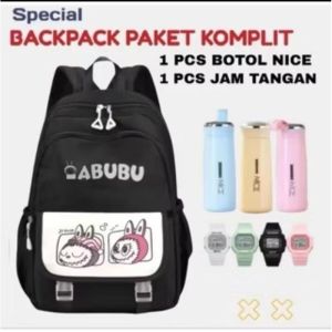 Tas Ransel Labubu 3in1 Ransel Anak Sekolah Perempuan SD SMP SMA