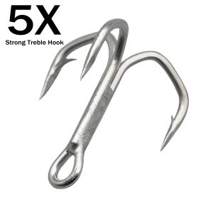 JIOUDAO | Saltwater Treble Hooks 5X Strong 20Pcs Fishing Triple Hook Round Bend Crankbait Spinners Hard Lures Replacement Hook