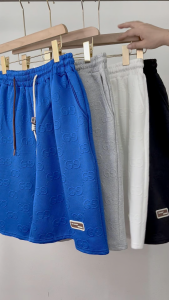 [เอวยางยืด 34-44 นิ้ว] กางเกงวาฟเฟิลเนื้อผ้าเกรดสูง กางเกงขาสั้นกีฬาย้อนยุคสำหรับผู้ชาย กางเกงขาสั้นหลวมไซส์ใหญ่