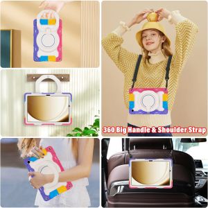 Kids 360 Rotating Handle Ring StandShoulder Strap & Pen HolderHeavy Duty Military Shockproof Protective Case for Honor Pad X10X10 ProX9X9 ProX9aX8BX8aX8 ProHonor 10 12.Magic Pad 2GT Pro 12.3