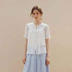 INMAN | Sweet Wood Ear and Embroidery Summer Blouse