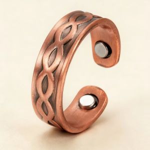 Retro Geometric Vintage Textured Pure Copper Open Ring for Men and Women To Treat Joint Pain and Healthy Jewelry