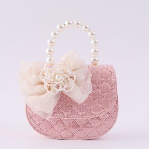 Princess Style Butterfly Knot Decorated Girls Handbag Birthday Gift Childrens Crossbody Bag Love Pattern Female Kids Bag