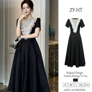 Zyht của phụ nữ ăn mặc Đầm đen váy chữ A Viscose ăn mặc Đầm công sở lxury Dresses ĐẦM CƯỚI tham dự Dresses VÁY DỰ TIỆC váy dạ hội 65356