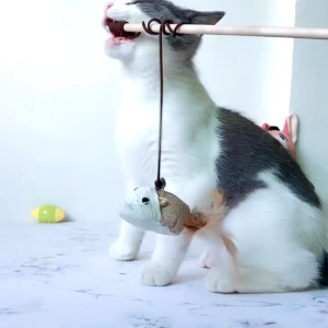 LOLI Wooden Wood Pet Cat Stick Cat Teaser Fun Toy