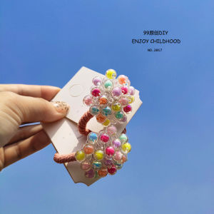 Handmade Beaded Crystal Ball Hair Accessories Thickened Princess Cute Bangs Clip Girls Non-damaging Hair Elastic Bands