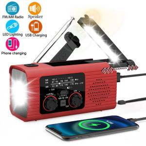 Upgrade Multifunction Outdoor Radio Hand Crank Charging Solar USB FM/ AM/ NOAA WB Weather Radios Emergency Flashlight Power Bank