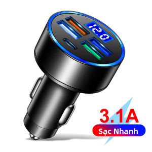 Sạc Ô Tô USB 3.1A Sạc Nhanh Đầu Chuyển Đổi Type C Dành Cho iPhone 13 Pro Xiaomi Huawei Samsung - Sạc Nhanh Cho Điện Thoại Di Động