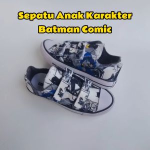 Sepatu Anak Laki-laki Superhero Batman Sepatu Cnverse Batman Sepatu High Velcro Batman Size 21-35