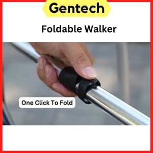 Aluminum Walker Walking Aid with Wheel & Leather Pad Adjustable Height Foldable Walker For Elderly