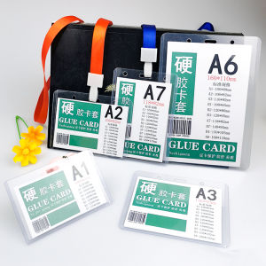 Double-Sided Transparent Hard Card Folder Employee Badge Label Cover PVC Certificate Name Tag Student Campus Bus Pass Access Control Pass Work Permit Card Cover with Lanyard Hard Shell Hard Rubber Sleeve Integrated Buckle Hang Rope