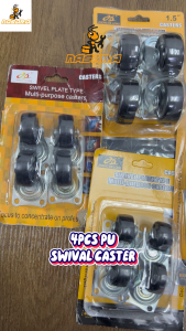 Nasara 1 / 1.25 / 1.5 / 2 Inch 4pcs / Set Mini Black Pu Swivel Casters Universal Furniture Roller / Roda Troli / 推车轮