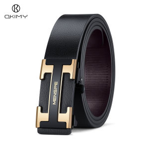 OKIMY Mens Belt Men Fashion Belt Men Genuine Leather Belts H Letter Pattern Belt Two-layer Cowhide Automatic Buckle Belts Brand Luxury High Quality Business Strap Male Waistband for Men