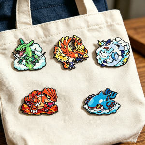 Bandai | Cartoon Legendary Beasts 5-Piece Enamel Pin Set Monster Alloy Lapel Brooch Badges for Backpack Clothing Cosplay Collection Gift