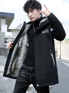 Thickened Fleece Winter Parka Jacket Mens Coat Warmth Youth Casual Style Standard Fit Autumn Winter Polyester Fiber