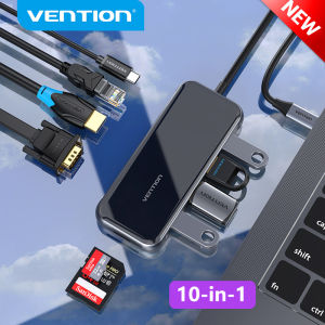 Vention USB Type C Docking Adapter Multi function USB C to HDMI VGA USB Gigabit Ethernet TF SD PD Docking Station Mirrored Surface for Macbook iPad Laptop HP ASUS Samsung Lenovo