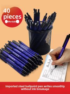 Press Type Ballpoint Pen 0.7mm Blue Medium Oil Smooth Writing Business Office General Purpose Black Red for Students And Documents Signing