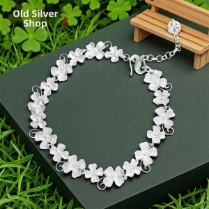 WU YUE JEWELRY | Luxury Four Leaf Clover Silver Bracelet