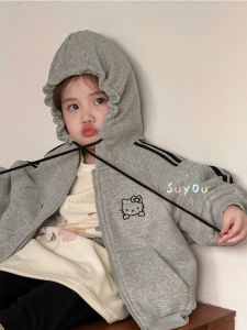 Kitty Embroidered Hooded Fleece Sweatshirt