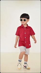 Kemeja Polos Anak Laki-Laki Lengan Pendek Matt Premium Cottons By HEHA