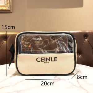 กระเป๋าใส่เครื่องสำอางผ้าใบโปร่งใสขนาดใหญ่พกพาสะดวก กระเป๋าถือซิปลายตัวอักษรสี่เหลี่ยมแฟชั่น บรรจุภัณฑ์สำหรับเก็บของในครัวเรือน