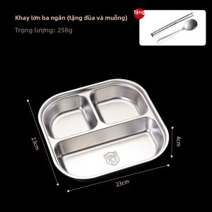 HANXIAO | Khay Ăn Inox 304 Chất Lượng Thực Phẩm cho Người Lớn có Nắp