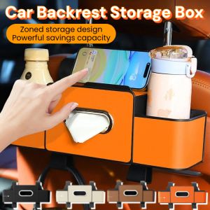 【Space-Saving】Car Backrest Storage Box Mutifunctional Microfiber Leather Organizer Cup Cup Drink Holder Box Phone Holder Non-Slip Tissue Box