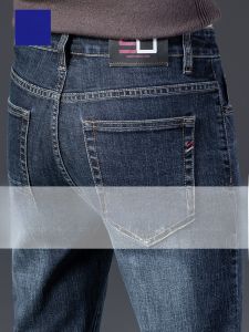 ROMON | Romon Mens Slim Fit Jeans Elastic Casual Long Trousers Trendy Spring Autumn Cotton Polyester Stretch Denim Fashion City Wear