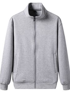 Autumn High-End Mens Open Cardigan Sweatshirt Loose Large Size Japanese Retro Solid Color Stand Collar Jacket Casual Sportswear