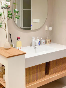 Smart Seamless Ceramic Rock Board Bathroom Cabinet Combination George One Union Nordic Style Washstand with Faucet And Basin