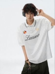 V37 | Letter Print Polo Shirt Male Summer