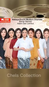 Atasan Kebaya Encim Modern Charlotta Bahan Baloteli Premium Laser Cut Mewah Lengan Pendek Aneka Warna Kekinian | Pakaian Wisuda Acara Pesta Kondangan Wanita Remaja Dewasa Elegan Cantik Terbaru