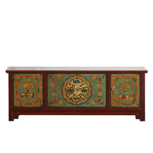 New Chinese Antique Hand-painted TV and Wall Cabinet Set Solid Wood