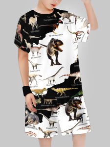 Sets for Children Boys 3D Letter Graffiti Printed Short-Sleeved Shorts  Suit Casual Sports Style  Clothing