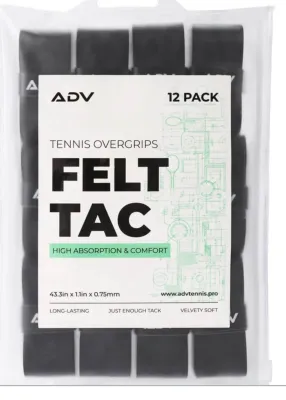 ADV FeltTac Tennis Overgrips (Black) | [High Absorption] [Comfort] [Sold per piece]