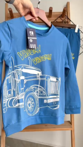 Bộ dài bé trai cotton da cá co giãn thoáng mát bộ dài thu đông ấm áp cho bé 2-12T nhiều màu