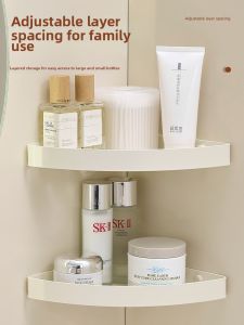 Corner Bathroom Shelf Hotel Standard 304 Stainless Steel No Drilling Required Shower Room Cream White Triangle Support Rack