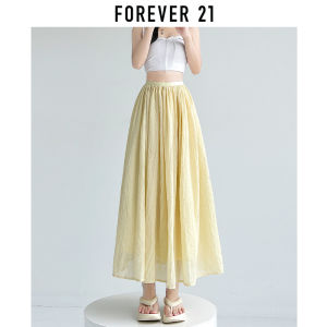 Forever21 | Chân Váy A-Line Trung Bình Màu Trắng Chất Liệu Linen-Cotton