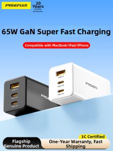 PISEN Sạc Nhanh 65W GaN Đa Cổng USB C PD Cho iPhone 16 17 Pro Max MacBook iPad Type C Laptop Tương Thích Chứng Nhận 3C Thiết Kế Nhỏ Gọn