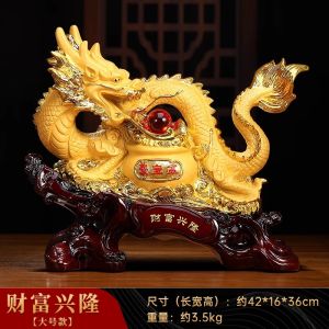 Lucky Gold Dragon Figurine Office Decorations Chinese Zodiac Dragon Business Opening Moving Gift Creative Resin Handmade Craft