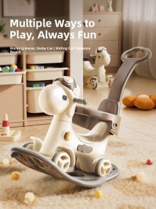 KIUMO | Two-in-One Wooden Rocking Horse and Ride-On Toy