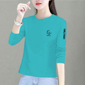 Pure Cotton Long Sleeves T-Shirt Womens Spring and Autumn New Arrival Loose Tummy Hiding Slimming Bottoming Shirt Western Style Fashion round Neck Tops Trendy