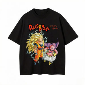 Bandai | Mens T-shirt Japanese Anime Dragon Ball Print T-shirt Harley Cooku Cotton T-shirt Pop Street Style Short-sleeved Top White