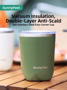 SUNNY FEEL | Portable Stainless Steel Cup with Lid and Four Corners