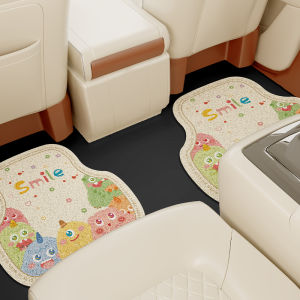 Thickened Car Floor Mats Anti-Slip Protection Pad for Rear Seat Women in Car Dirty Proof Carpet Home Use PVC Material Stripe Pattern