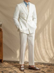 Breathable Voile Light Half Lining Non-iron Double Breasted Suit Men
