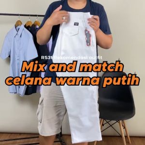 Chino Pants High Quality Super Big Size RS31 White - Celana Kerja Pria Berbahan Kain Ukuran Jumbo Warna Putih